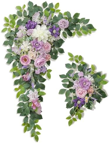 Wedding Arch Flowers, Artificial Flower Arch Decor,2pcs Artificial Flower Arrangement for Wedding Decor