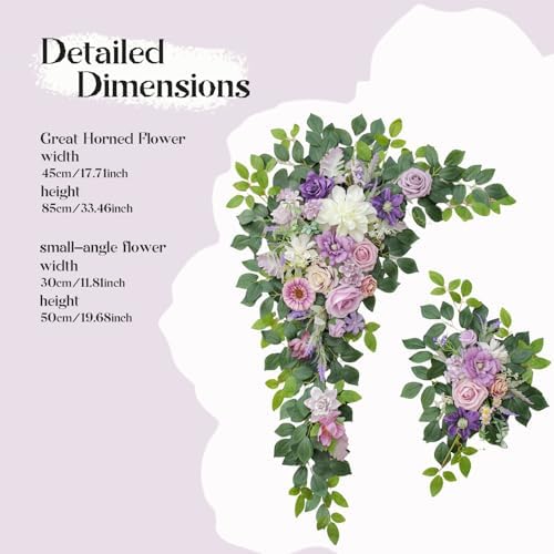 Wedding Arch Flowers, Artificial Flower Arch Decor,2pcs Artificial Flower Arrangement for Wedding Decor, alternate view 2