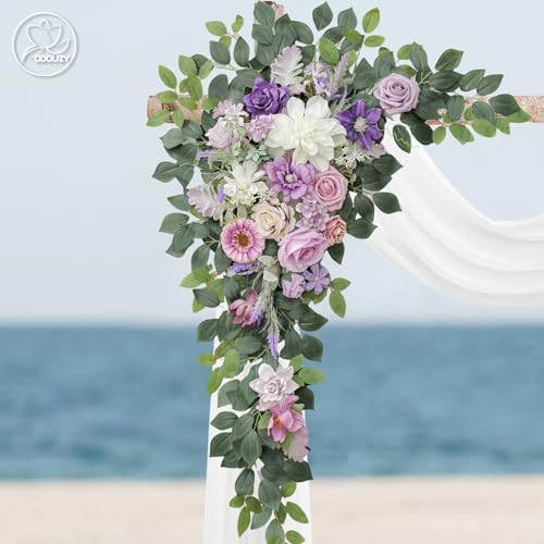 Wedding Arch Flowers, Artificial Flower Arch Decor,2pcs Artificial Flower Arrangement for Wedding Decor, alternate view 3