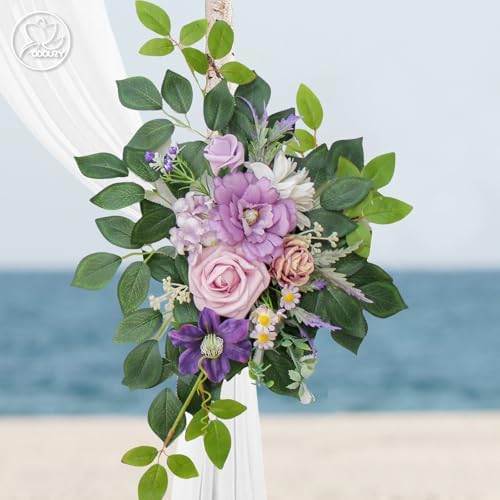 Wedding Arch Flowers, Artificial Flower Arch Decor,2pcs Artificial Flower Arrangement for Wedding Decor, alternate view 4