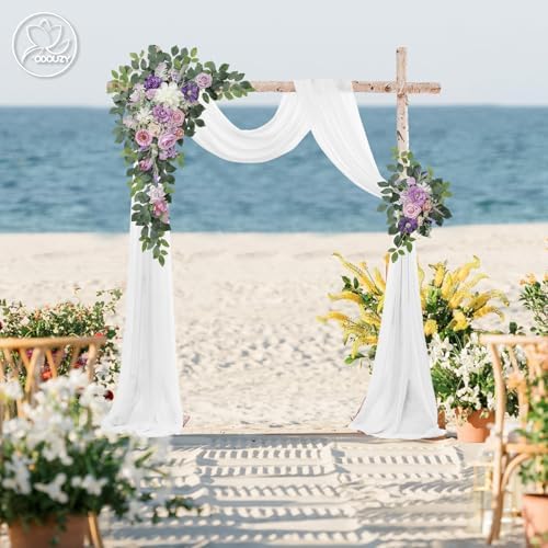 Wedding Arch Flowers, Artificial Flower Arch Decor,2pcs Artificial Flower Arrangement for Wedding Decor, alternate view 5