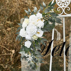Wedding Arch Flowers, Artificial Flower Arch Set of 2 for Wedding Welcome Ceremony Sign, White Floral Swags, alternate view 4