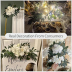 Wedding Arch Flowers, Artificial Flower Arch Set of 2 for Wedding Welcome Ceremony Sign, White Floral Swags, alternate view 6
