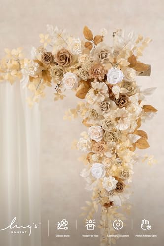 Wedding Arch Flowers, Beige Brown, 6.5FT, alternate view 3