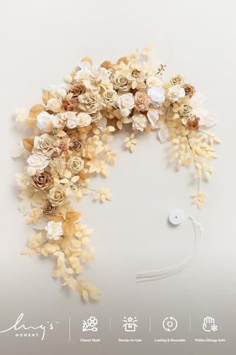 Wedding Arch Flowers, Beige Brown, 6.5FT, alternate view 6