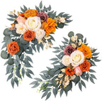 Wedding Arch Flowers Fall 2 Pcs, Fabric Floral Swag for Ceremony