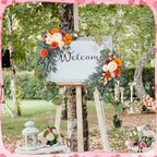 Wedding Arch Flowers Fall 2 Pcs, Fabric Floral Swag for Ceremony, alternate view 2