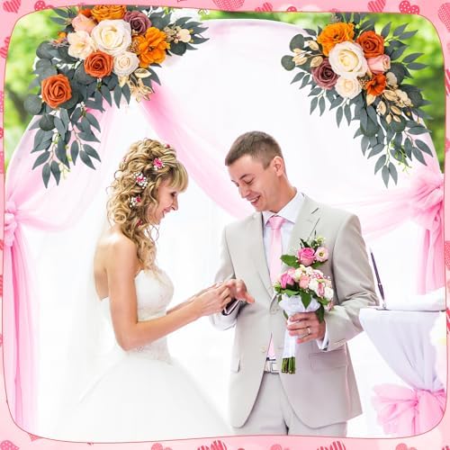 Wedding Arch Flowers Fall 2 Pcs, Fabric Floral Swag for Ceremony, alternate view 5