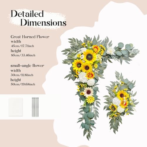 Wedding Arch Flowers Kit, Artificial Flower Arch Decor (Set of 3),2pcs Artificial Flower Arrangement with 1pc, alternate view