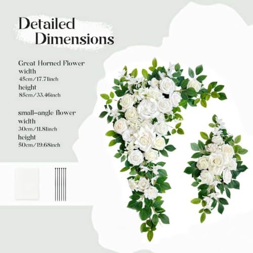 Wedding Arch Flowers Kit, Artificial Flower Arch Decor (Set of 3),2pcs Artificial Flower Arrangement with 1pc, alternate view