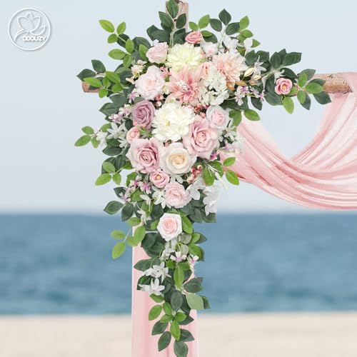 Wedding Arch Flowers Kit, Artificial Flower Arch Decor (Set of 3),2pcs Artificial Flower Arrangement with 1pc, alternate view