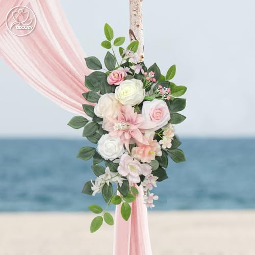 Wedding Arch Flowers Kit, Artificial Flower Arch Decor (Set of 3),2pcs Artificial Flower Arrangement with 1pc, alternate view