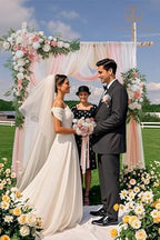 Wedding Arch Flowers Kit - Deluxe 5pcs Artificial Floral Swag with 3 Sheer Drapes, Realistic Silk Flower, alternate view 3