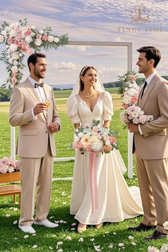 Wedding Arch Flowers Kit - Deluxe 5pcs Artificial Floral Swag with 3 Sheer Drapes, Realistic Silk Flower, alternate view 4