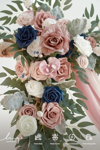 Wedding Arch Flowers Kit with Drapes, Dusty Rose & Navy, alternate view 3