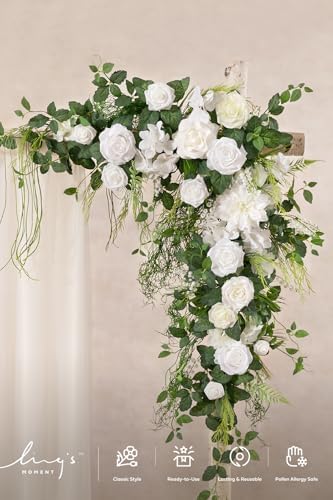 Wedding Arch Flowers, Lily White, 6.5FT, alternate view 3
