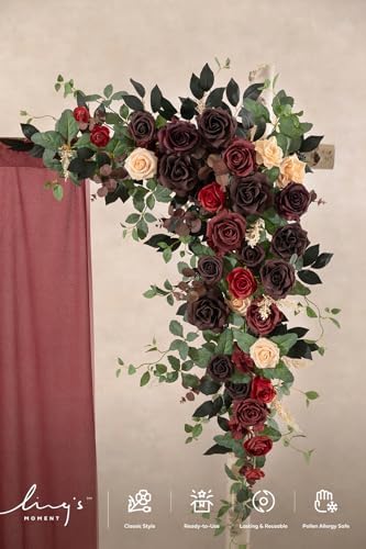 Wedding Arch Flowers, Masala Red, 6.5FT, alternate view 2