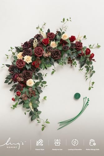 Wedding Arch Flowers, Masala Red, 6.5FT, alternate view 6