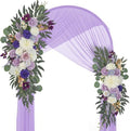 Wedding Arch Flowers Pack of 2 Artificial Silk Large Flower Swag Purple Welcome Sign Floral Swag Reception