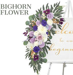 Wedding Arch Flowers Pack of 2 Artificial Silk Large Flower Swag Purple Welcome Sign Floral Swag Reception, alternate view 4