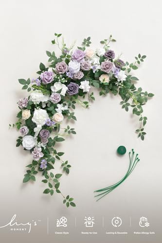 Wedding Arch Flowers, Purple, 6.5FT, alternate view 6
