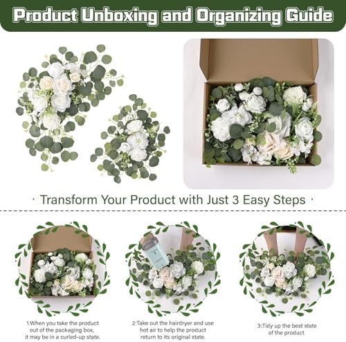 Wedding Arch Flowers Set of 2, Artificial Flowers for Arch Backdrop Wedding Welcome Ceremony Sign, Faux Floral, alternate