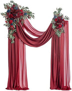 Wedding Arch Flowers with Drapes, Burgundy & Navy