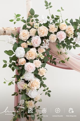 Wedding Arch Flowers with Drapes Kit, Blush Cream in Pk-blush Cream, alternate view 3