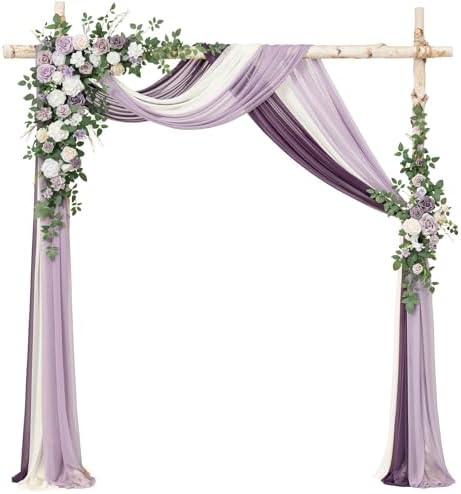 Wedding Arch Flowers with Drapes Kit, Lilac & Purple in Prpl-lilac & Sage Purple