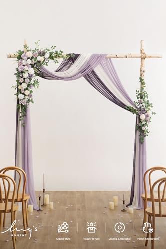Wedding Arch Flowers with Drapes Kit, Lilac & Purple in Prpl-lilac & Sage Purple, alternate view 2