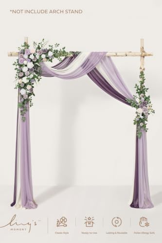 Wedding Arch Flowers with Drapes Kit, Lilac & Purple in Prpl-lilac & Sage Purple, alternate view 5