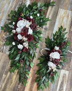Wedding Arch Flowers with Drapes Kit (Pack of 4) - 2pcs Artificial Christmas Marsala Deluxe Swag with 2pcs Sheer, alternate