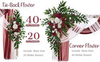 Wedding Arch Flowers with Drapes Kit (Pack of 4) - 2pcs Artificial Christmas Marsala Deluxe Swag with 2pcs Sheer, alternate