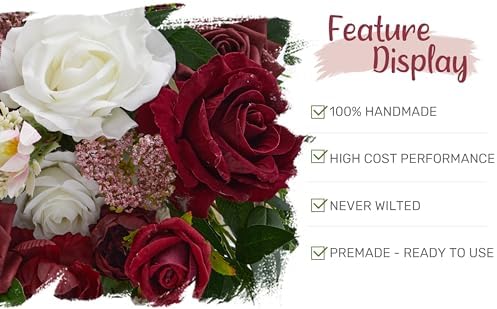 Wedding Arch Flowers with Drapes Kit (Pack of 4) - 2pcs Artificial Christmas Marsala Deluxe Swag with 2pcs Sheer, alternate
