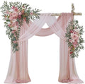 Wedding Arch Flowers with Drapes Kit (Pack of 4) - 2pcs Artificial Dusty Rose Deluxe Swag with 2pcs Sheer Drapes