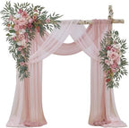 Wedding Arch Flowers with Drapes Kit (Pack of 4) - 2pcs Artificial Dusty Rose Deluxe Swag with 2pcs Sheer Drapes