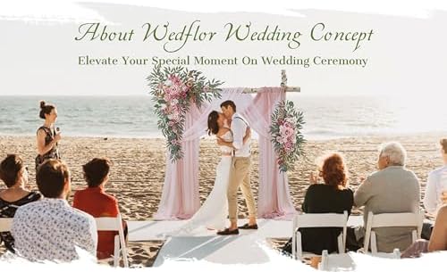 Wedding Arch Flowers with Drapes Kit (Pack of 4) - 2pcs Artificial Dusty Rose Deluxe Swag with 2pcs Sheer Drapes, alternate