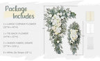 Wedding Arch Flowers with Drapes Kit (Pack of 4) - 2pcs Artificial Ivory & White Deluxe Swag with 2pcs Sheer, alternate view
