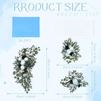 Wedding Arch Flowers with Drapes Kit (Pack of 5) 4pcs Blue Artificial Flower Swag Arrangement with 26ft Draping, alternate