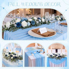 Wedding Arch Flowers with Drapes Kit (Pack of 5) 4pcs Blue Artificial Flower Swag Arrangement with 26ft Draping, alternate