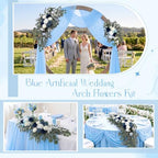 Wedding Arch Flowers with Drapes Kit (Pack of 5) 4pcs Blue Artificial Flower Swag Arrangement with 26ft Draping, alternate