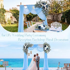 Wedding Arch Flowers with Drapes Kit (Pack of 5) 4pcs Blue Artificial Flower Swag Arrangement with 26ft Draping, alternate