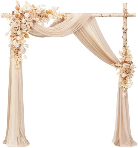 Wedding Arch Flowers with Drapes Kit, Sand Beige in Pk-dusty Rose Inspiration - Dusty Rose & Cream
