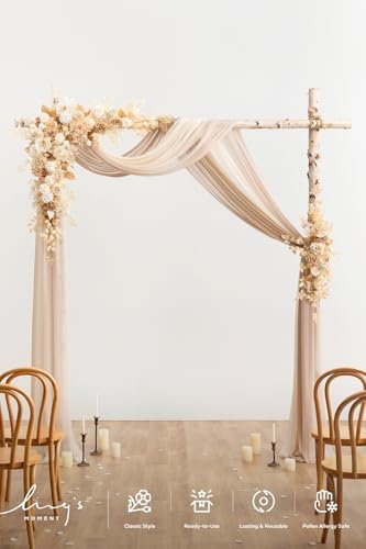 Wedding Arch Flowers with Drapes Kit, Sand Beige in Pk-dusty Rose Inspiration - Dusty Rose & Cream, alternate view 2