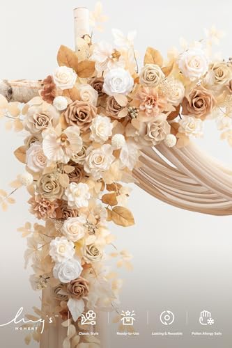 Wedding Arch Flowers with Drapes Kit, Sand Beige in Pk-dusty Rose Inspiration - Dusty Rose & Cream, alternate view 3