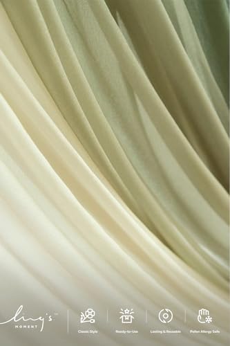 Wedding Arch Kit, Green Flowers & Sheer Drapes in Wht-sage Green, alternate view 3