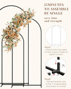 Wedding Arch, Metal Arch Backdrop Stand, Black, 6FT, 5FT, 4FT in Black, alternate view 5