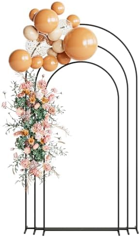 Wedding Arch, Metal Arch Backdrop Stand, Black, 7.2FT, 6.6FT, 6FT in Black