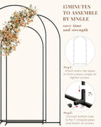 Wedding Arch, Metal Arch Backdrop Stand, Black, 7.2FT, 6.6FT, 6FT in Black, alternate view 5