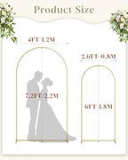 Wedding Arch, Metal Arch Backdrop Stand, Gold, 7.2FT, 6FT in Gold, alternate view 3